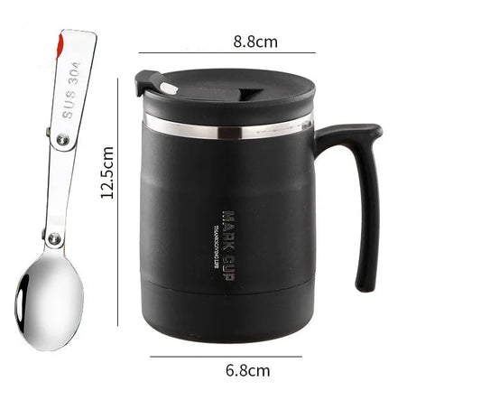 Stainless Steel Mug with Lid and Spoon